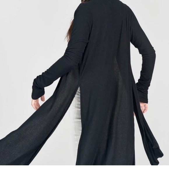 Joah Brown Luna Side Slit Black Rib Knit Cardigan Long Sleeve Women's M/L - Picture 2 of 9